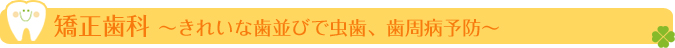 矯正歯科　～きれいな歯並びで虫歯、歯周病予防～